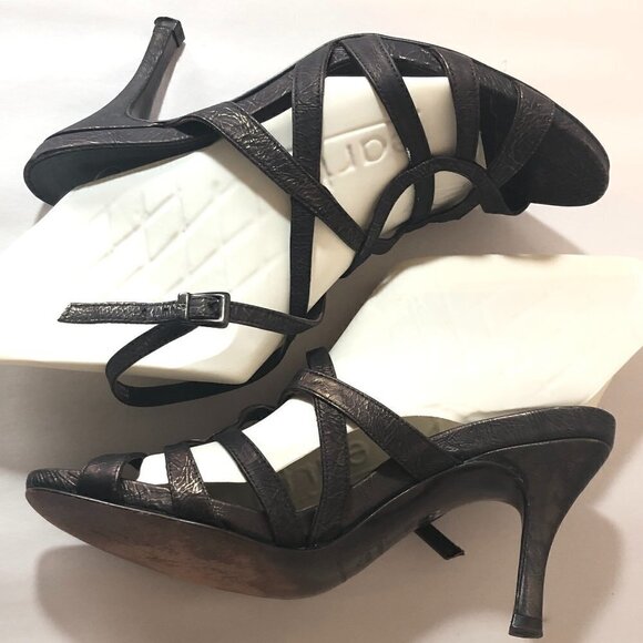 DONALD J. PLINER Asby Heels Women's Size 7 Bronze Strappy Open Sandals Slingback - Picture 9 of 11